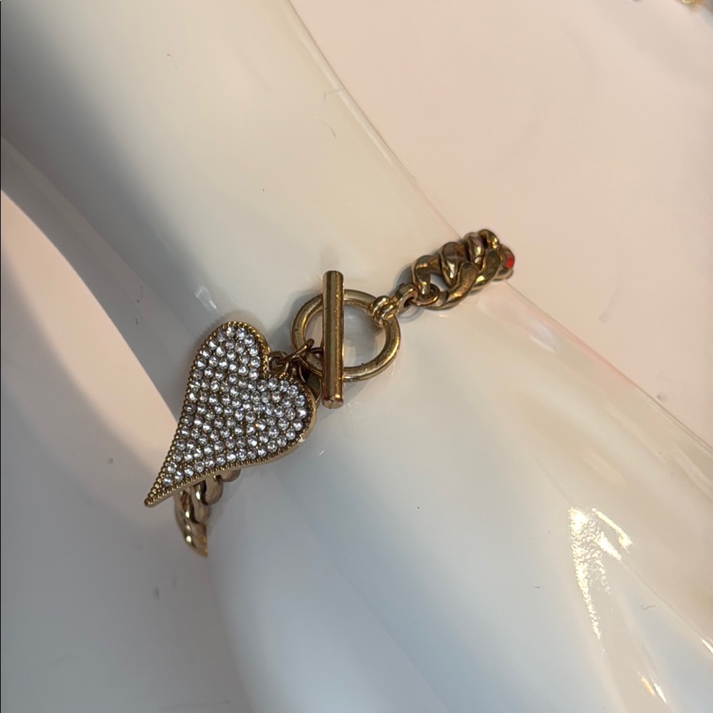 Gold Heart Charm Bracelet